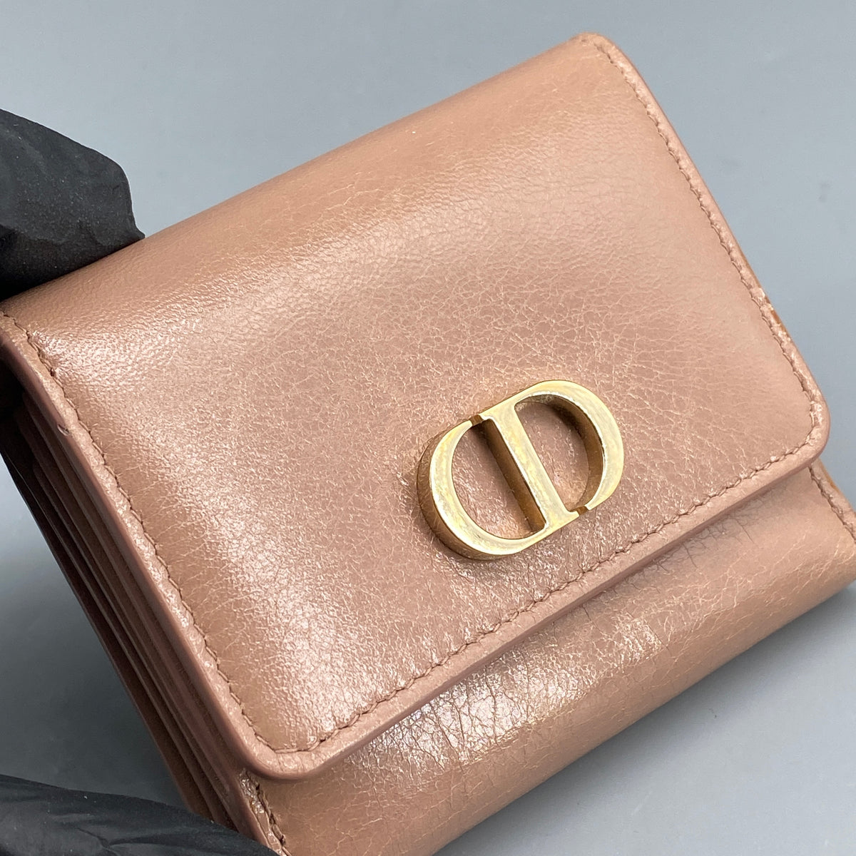 Christian Dior Short Wallet Nude Leather