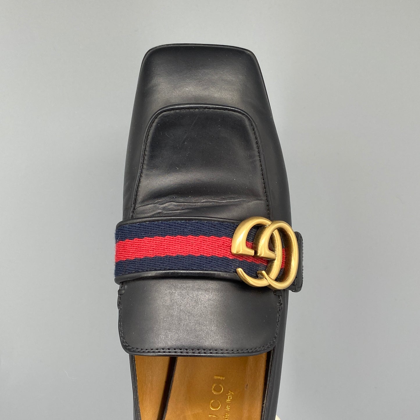 Gucci Women's Pearl Heel Loafers Size 35.5 Black
