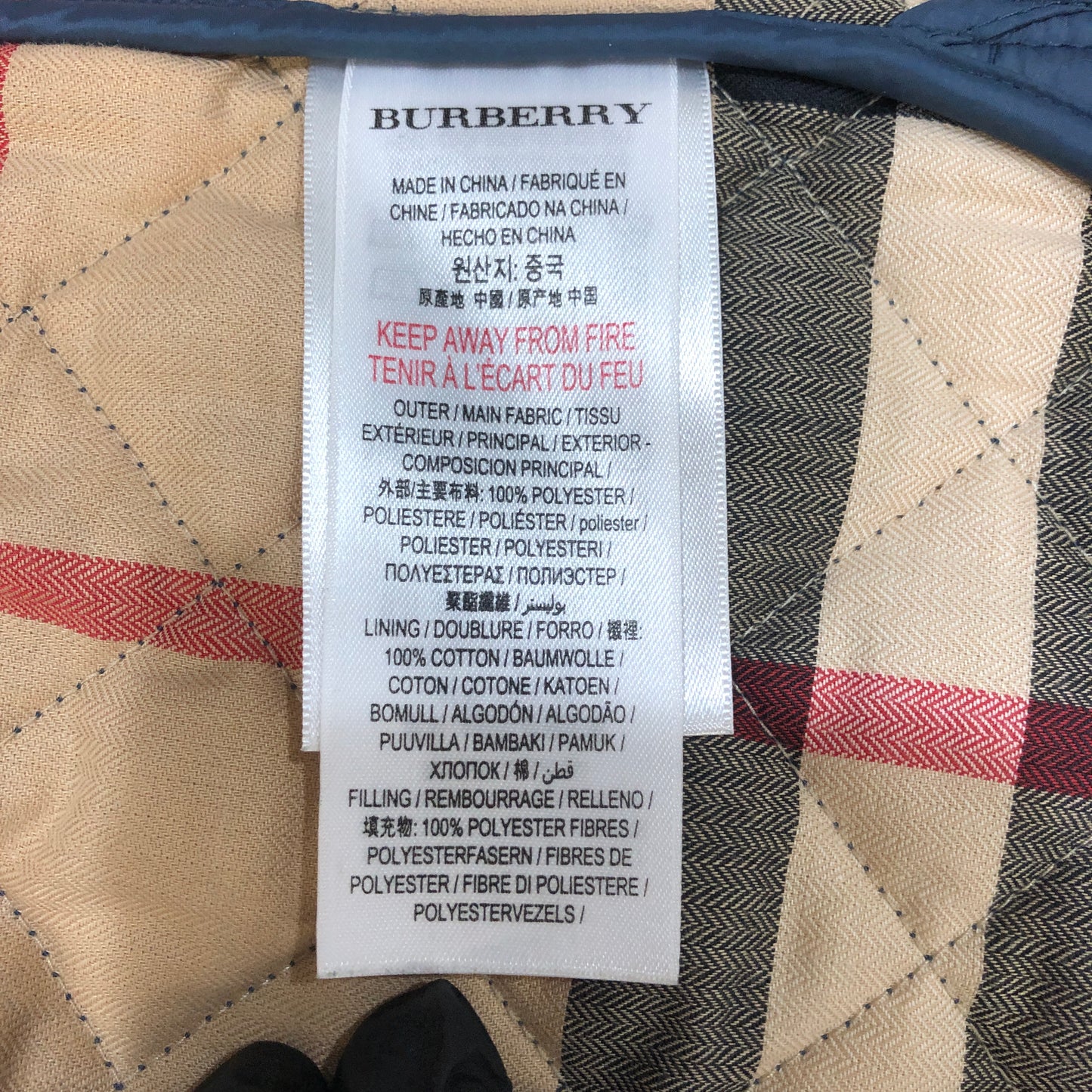 Burberry Kids Quilted Jacket 14Y (164cm) Navy Blue
