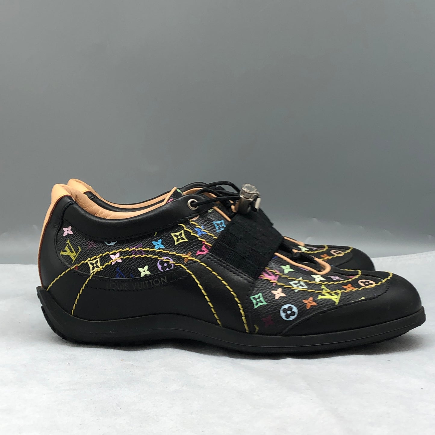 Louis Vuitton Black Multicolor Monogram Sneakers Size 36.5
