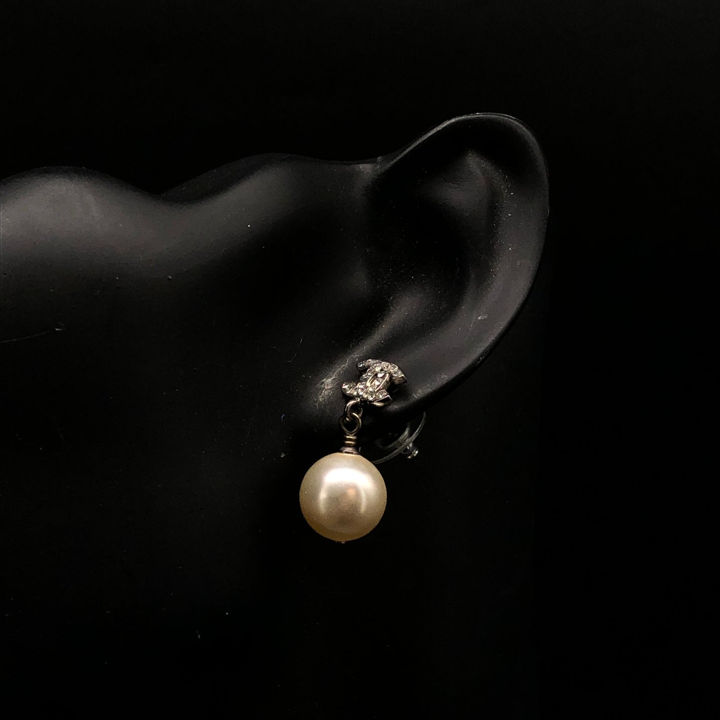 Chanel Pearl & Crystal CC Drop Earrings
