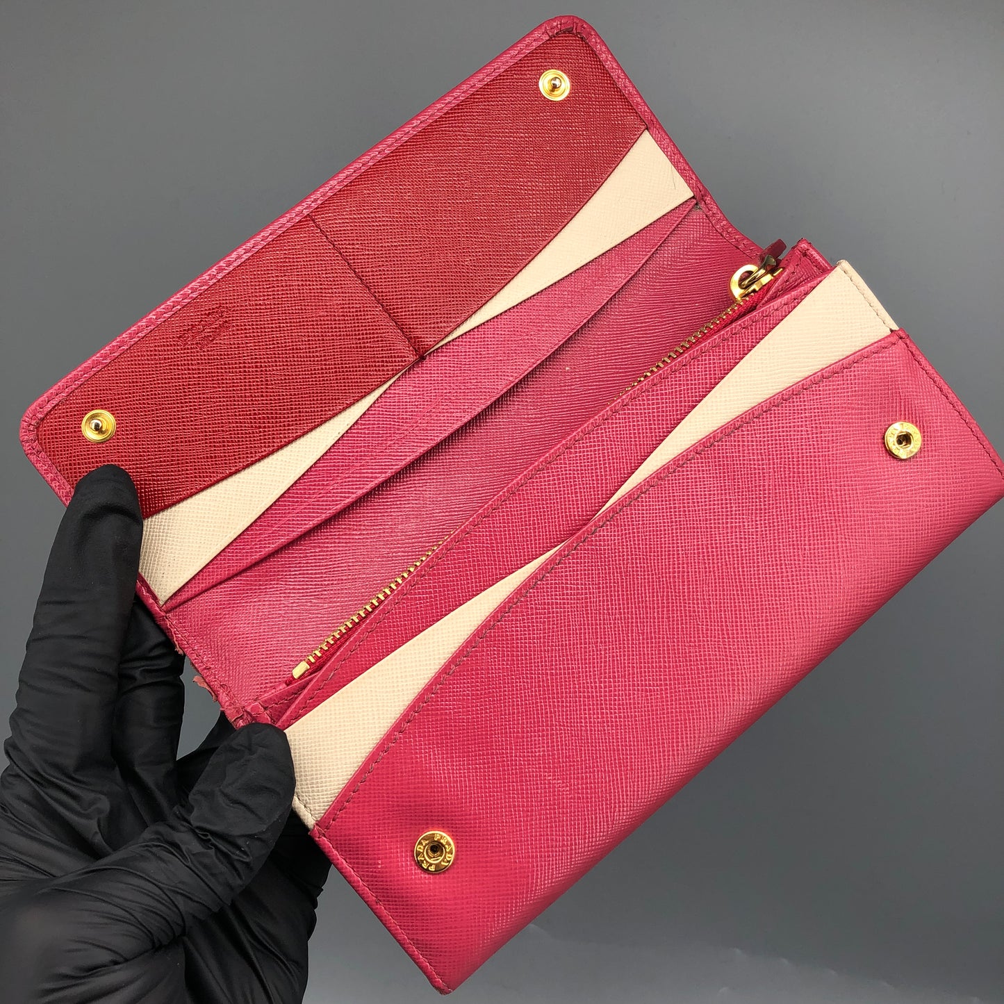 Prada Hot Pink Saffiano Leather Long Wallet