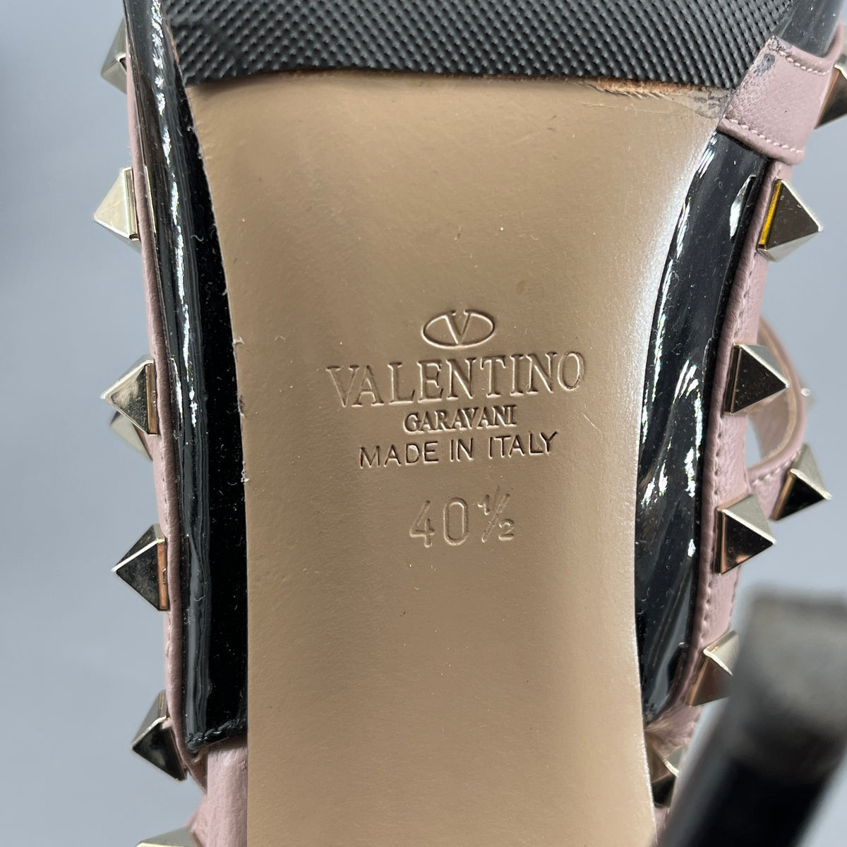 Valentino Women Leather Rockstud Pointed Slingback Heels size 40.5