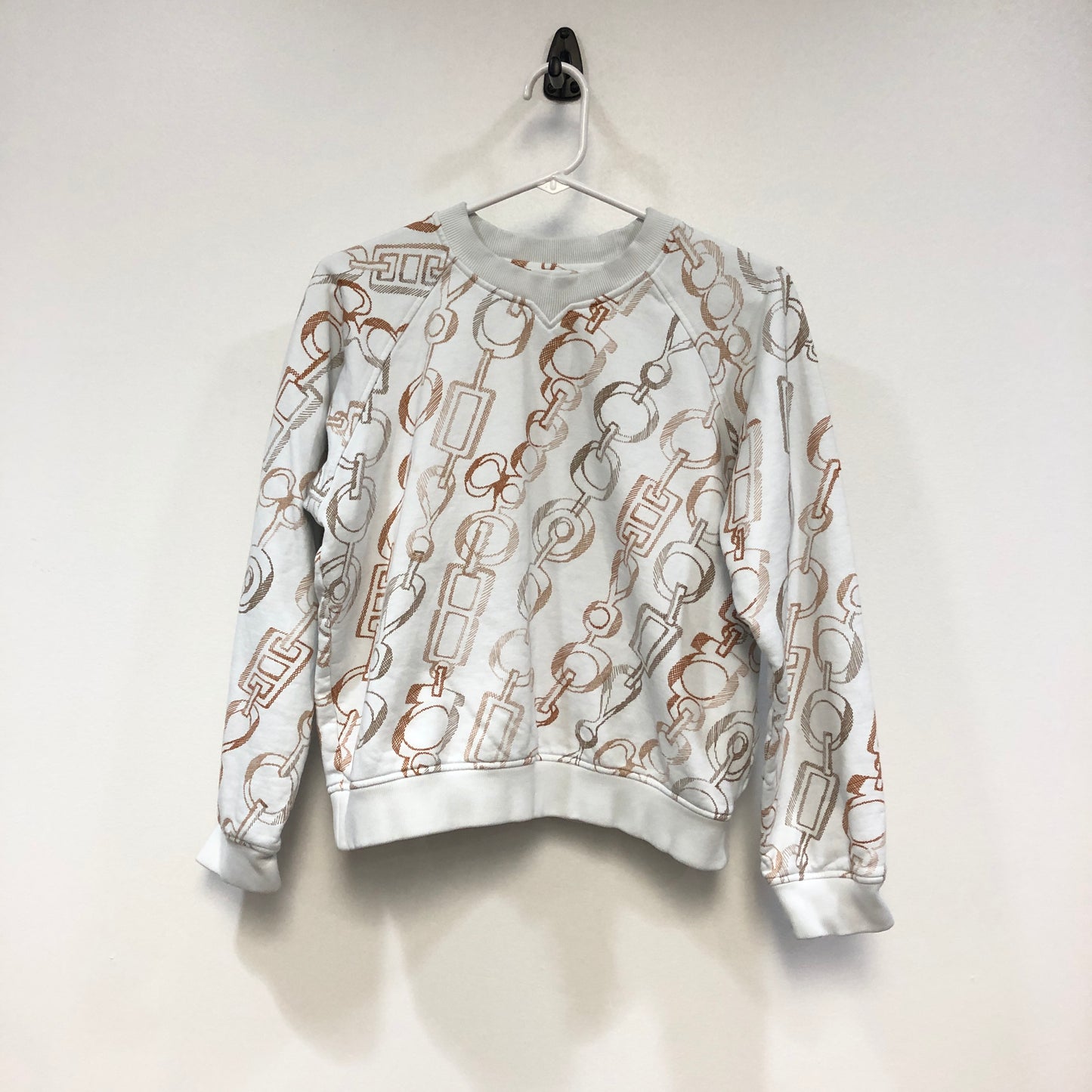 Hermes White/Orange Chain Print Sweatshirt Size 40