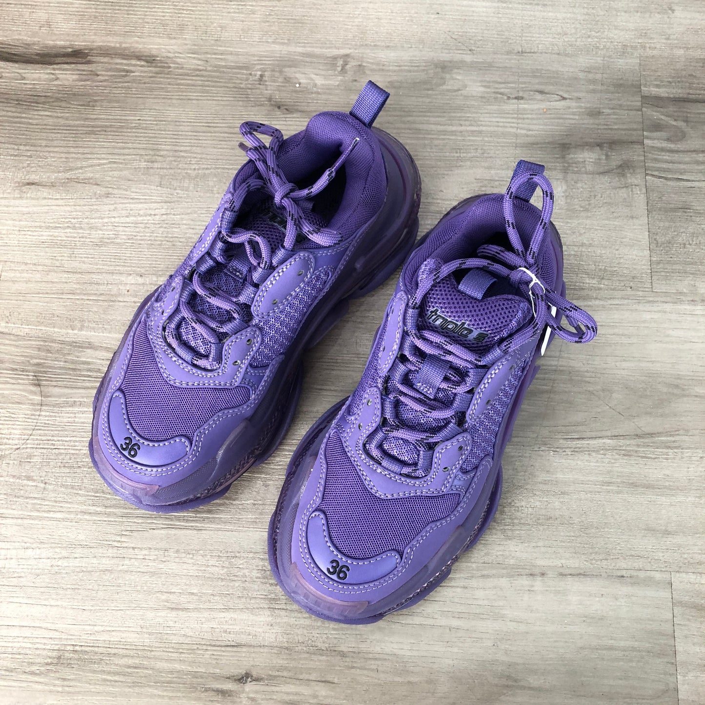 Balenciaga Women's Triple S Leather-Free Mesh Chunky Sneakers Size 36 Dark Purple
