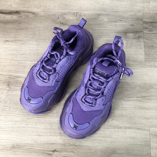 Balenciaga Women's Triple S Leather-Free Mesh Chunky Sneakers Size 36 Dark Purple