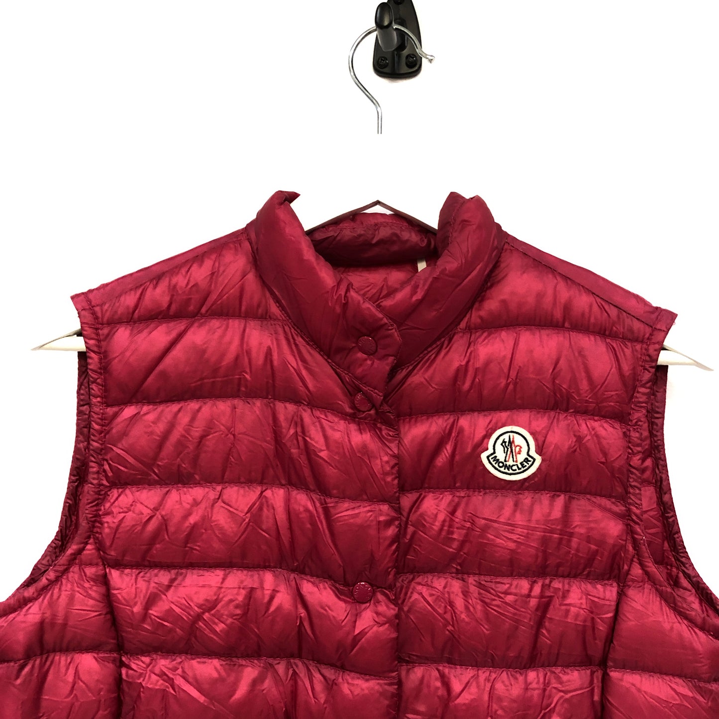 Moncler Fuchsia Stand Collar Quilted Down Gilet Size 2