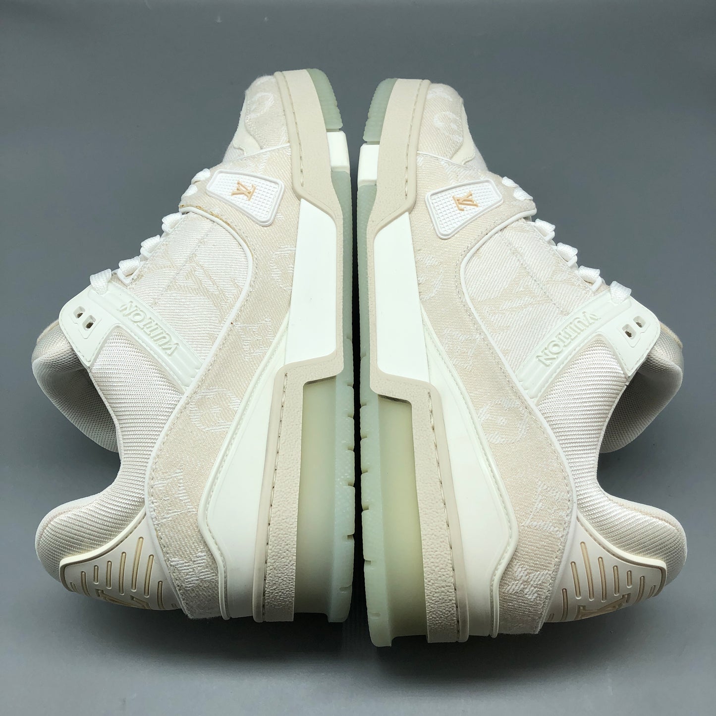 Louis Vuitton Men's Cream LV Trainer Sneakers Size 6.5