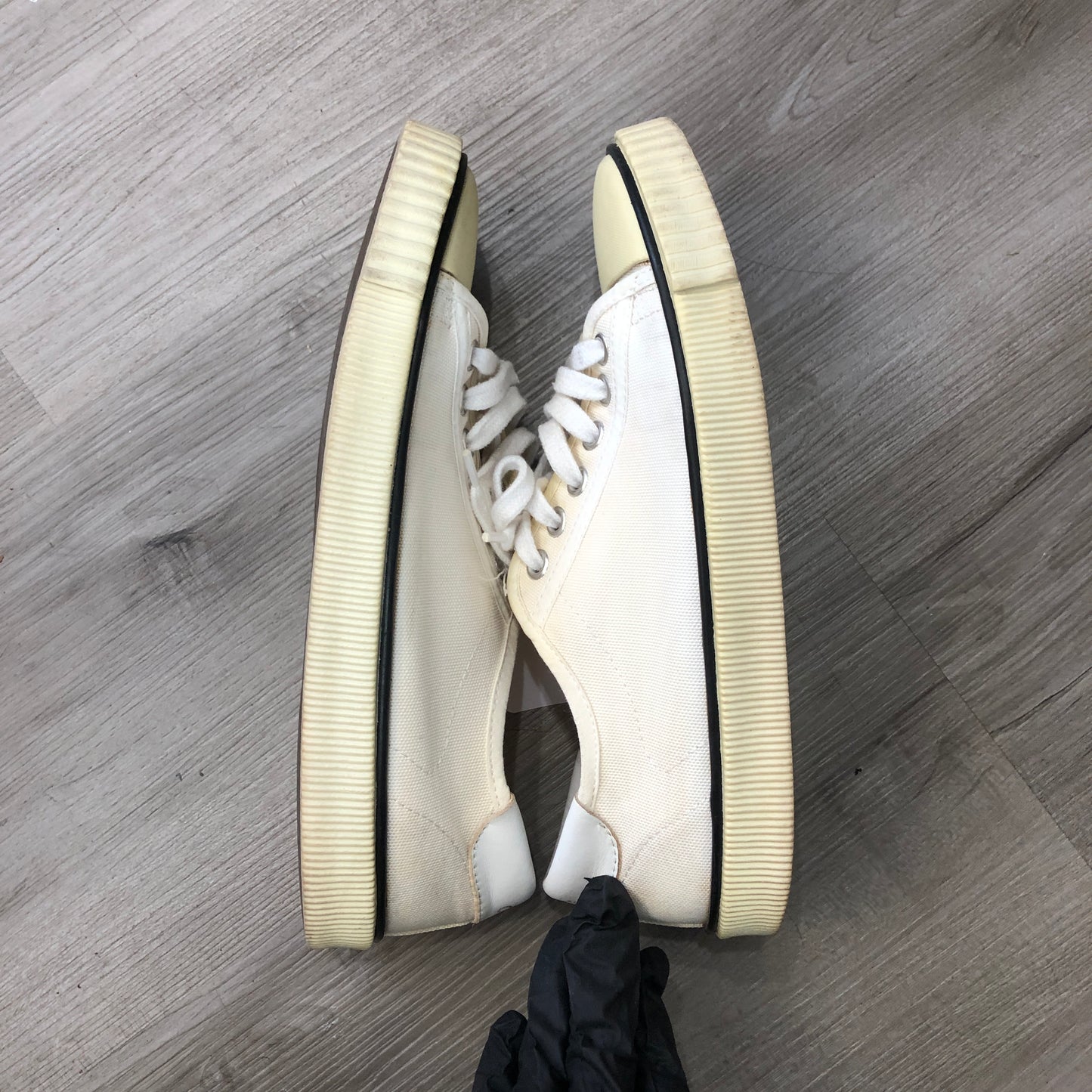 Celine Women's White Canvas Lace-Up Sneakers shoes 36