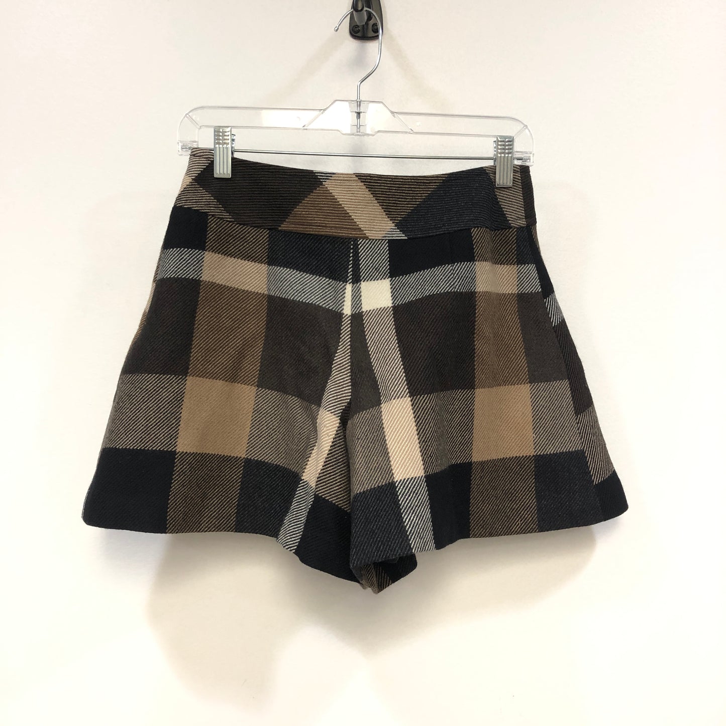 Burberry Blue Label Vintage Check Wool Pleated Shorts Size 38 Black/White/Brown