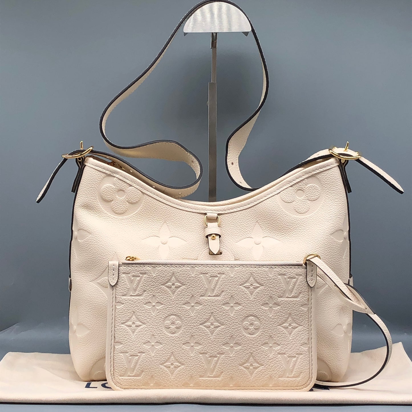 Louis Vuitton Carryall PM Monogram Empreinte Shoulder Bag Cream