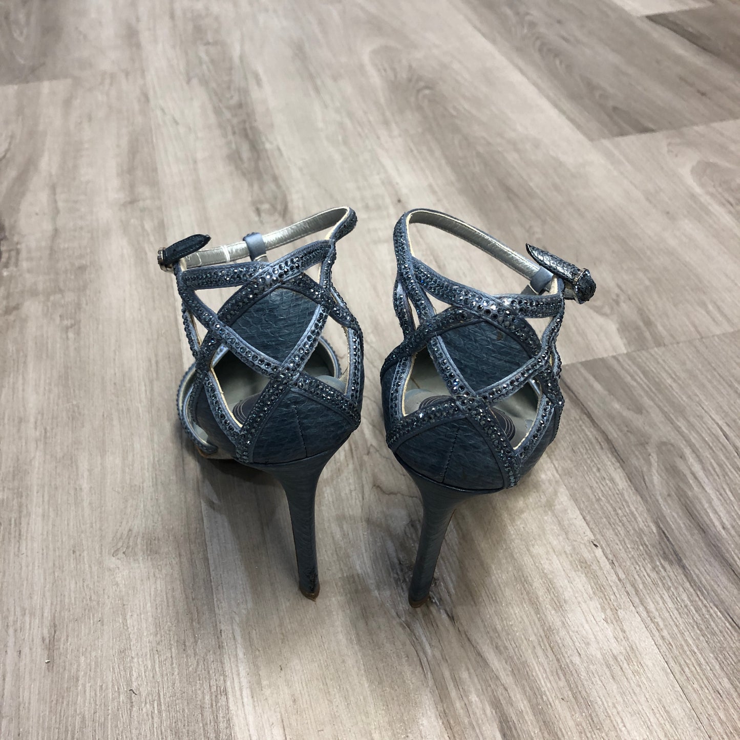 Rene Caovilla Crystal-Embellished Pointed Toe Heels 39.5 Blue