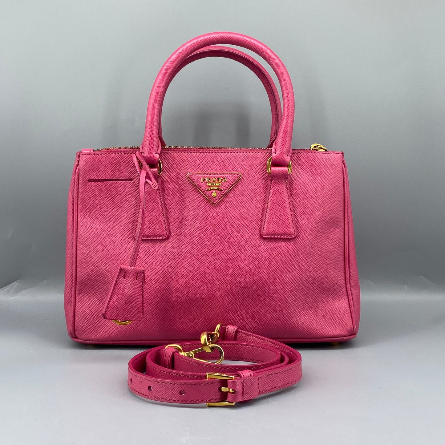 Prada Pink Saffiano Leather Galleria Handbag