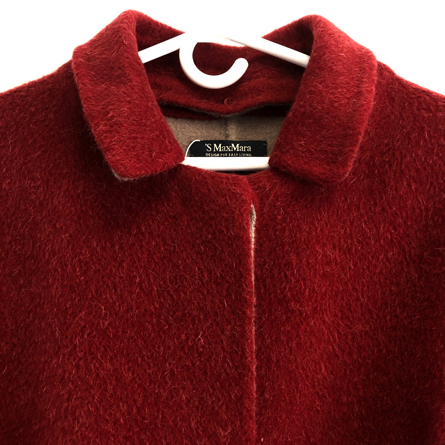 MaxMara Red Wool Belted Mid-Length Coat Size US 8