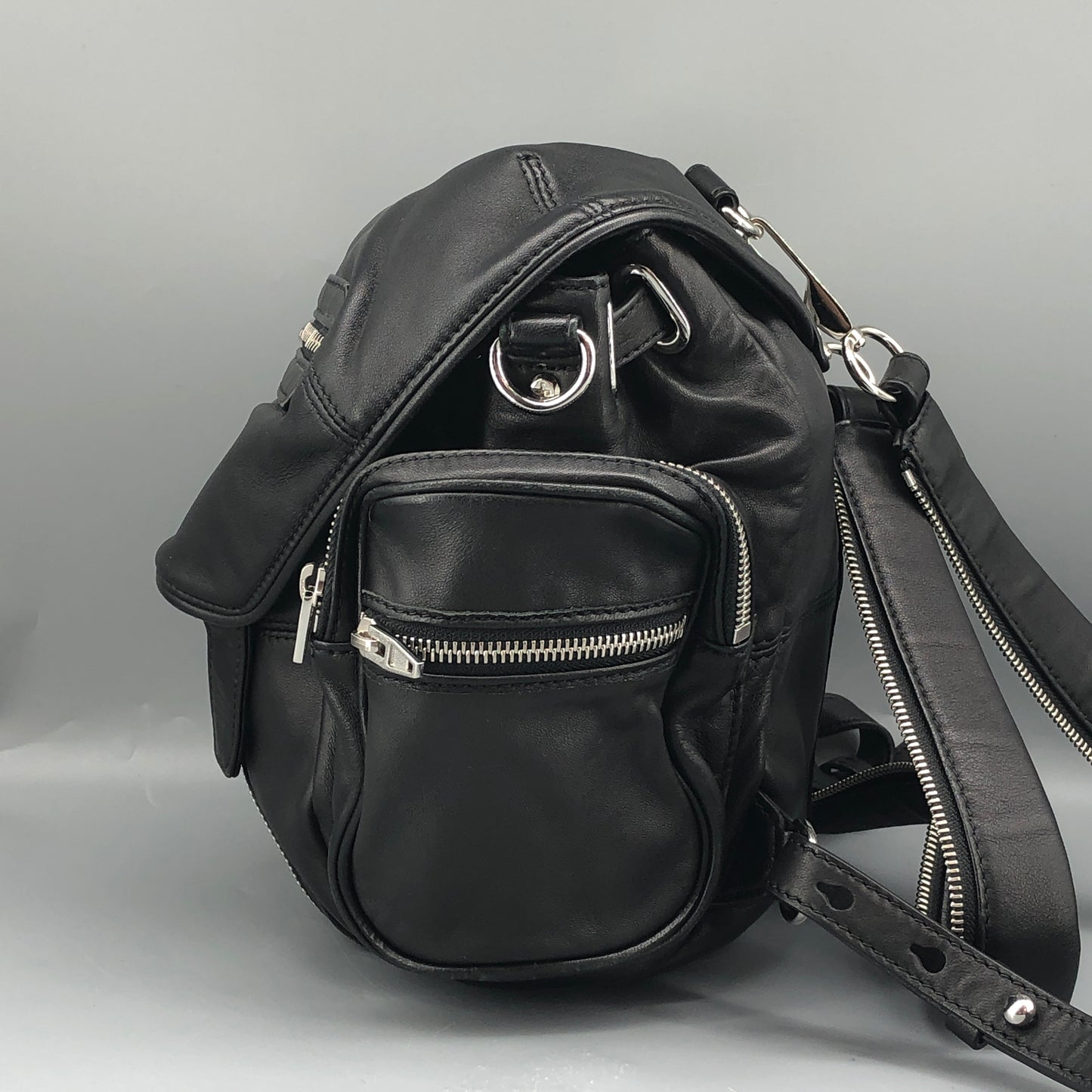 Alexander Wang Marti Backpack Washed Black Lambskin Rhodium Hardware