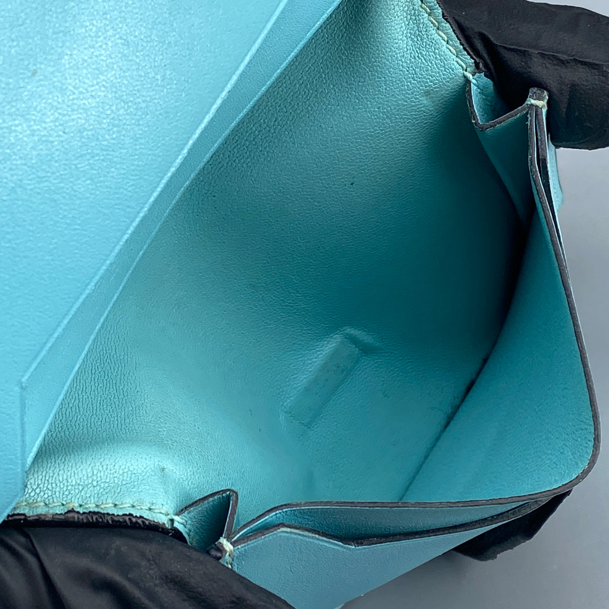 Hermes Bearn Compact card holder Tiffany Blue with Lizard leather strap
