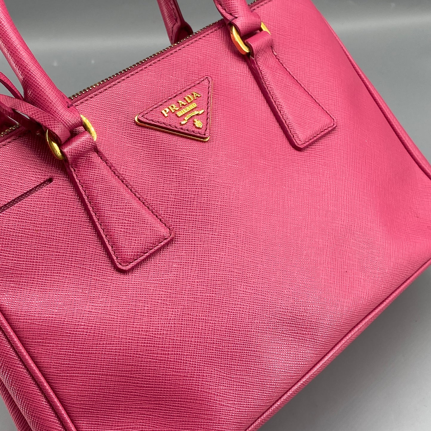 Prada Pink Saffiano Leather Galleria Handbag