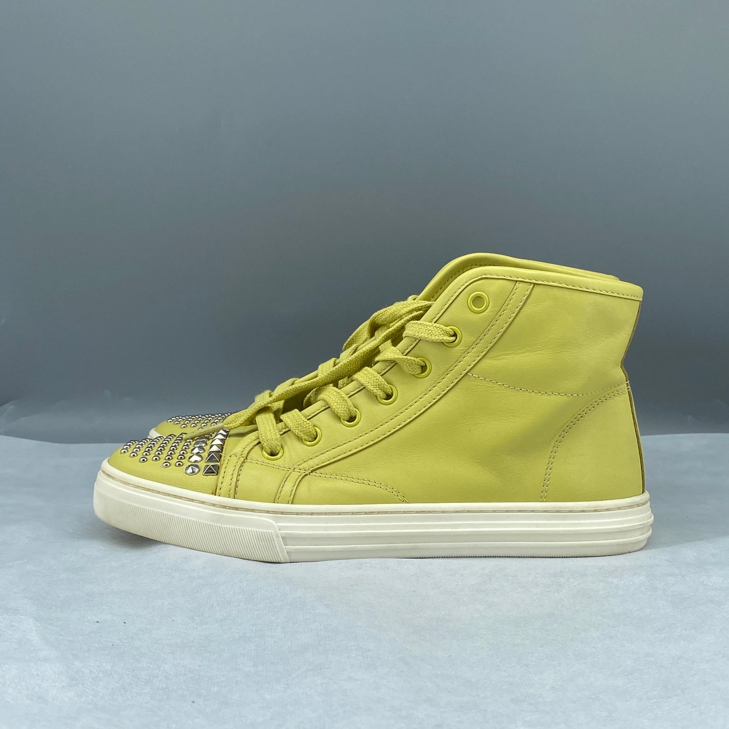 Gucci Yellow Rhinestone Toe Women's High‑Top Sneakers shoes Size36
