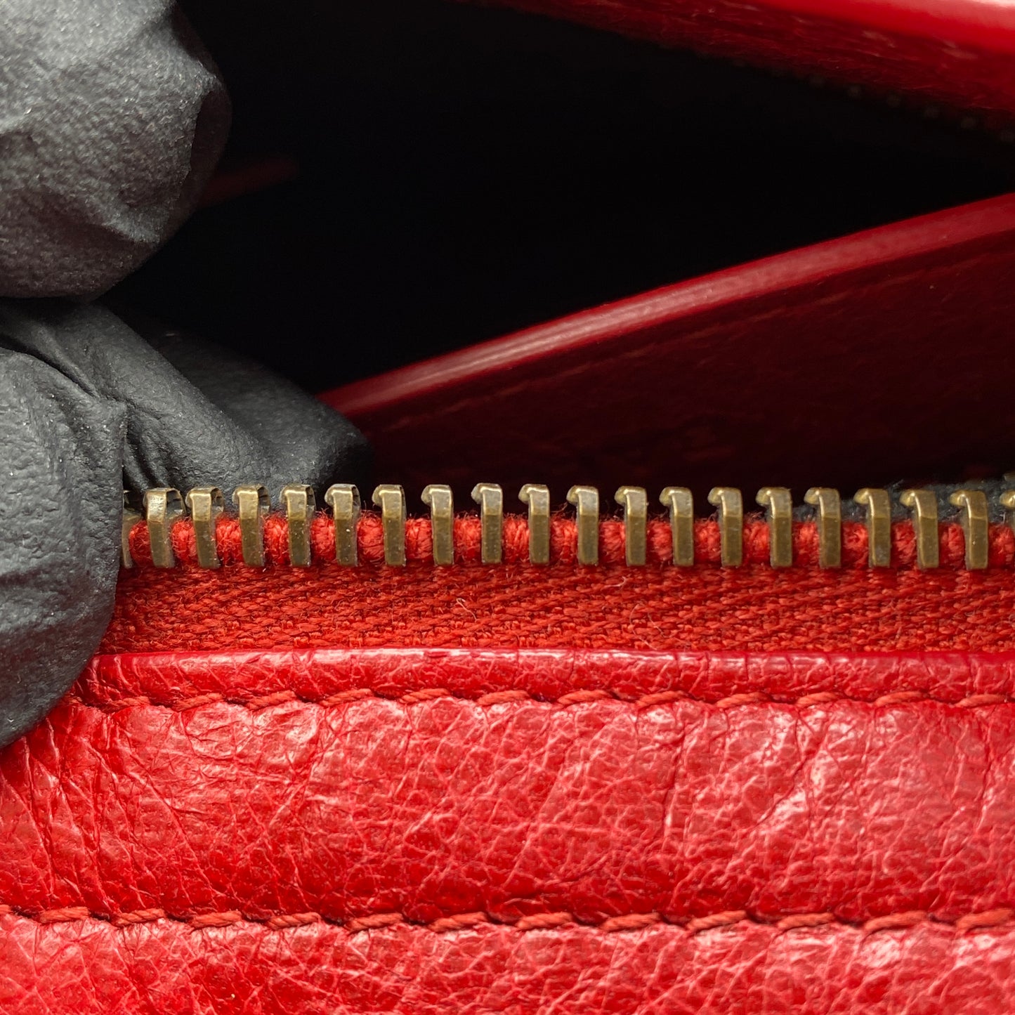 Balenciaga Red Lambskin Mini City Handbag