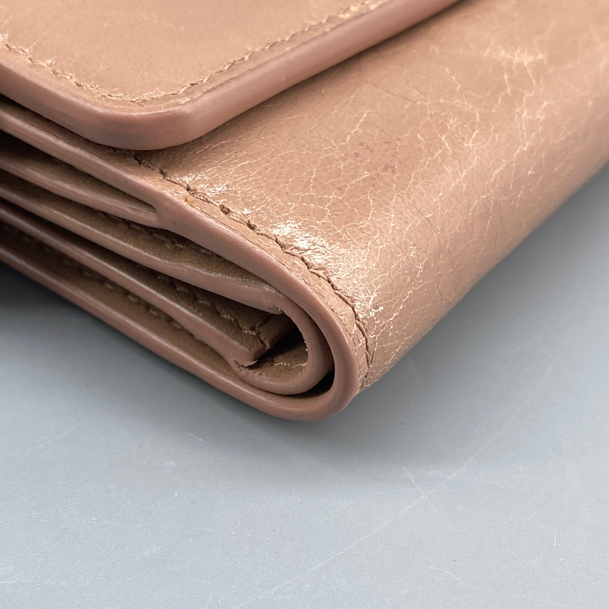 Christian Dior Short Wallet Nude Leather