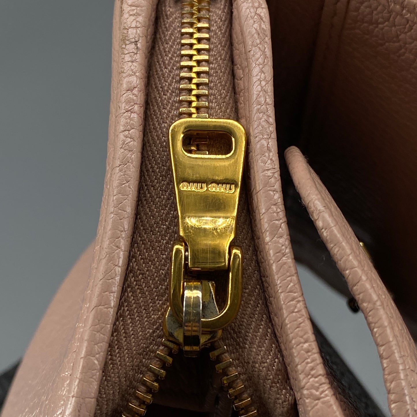 Miu Miu Blush Pink Pebbled Leather Tri-Fold Wallet