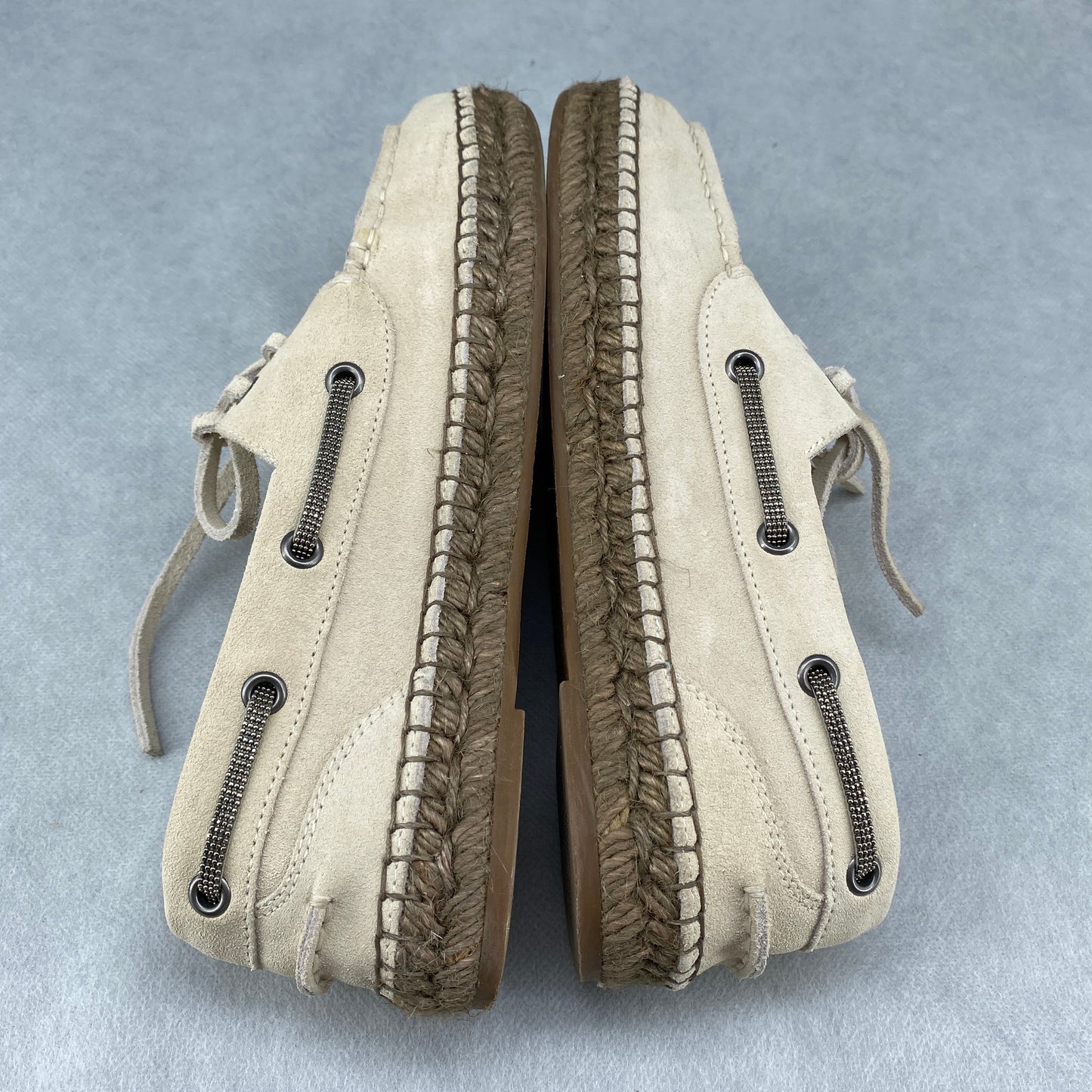 Brunello Cucinelli Women's Beige Suede Boat Espadrilles Size 36