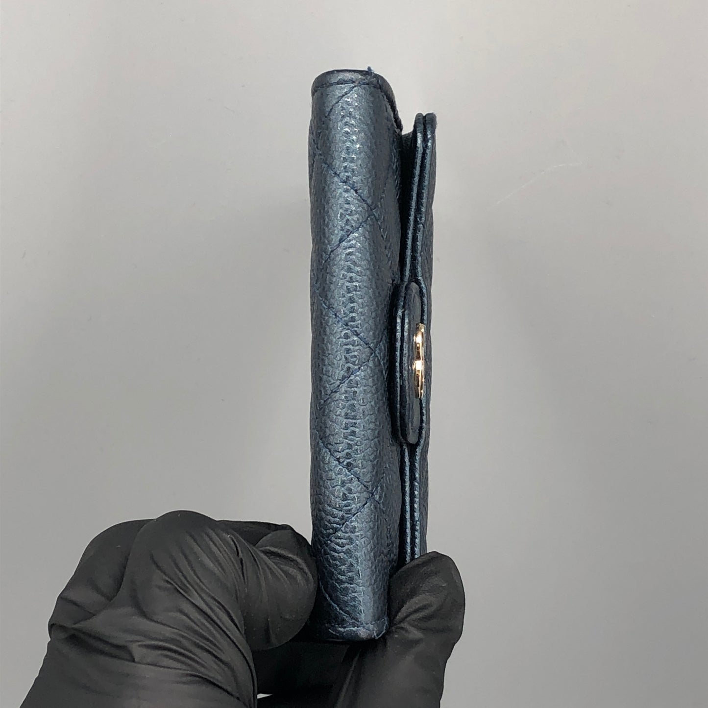 Chanel Classic Flap Blue Caviar Leather Short Wallet