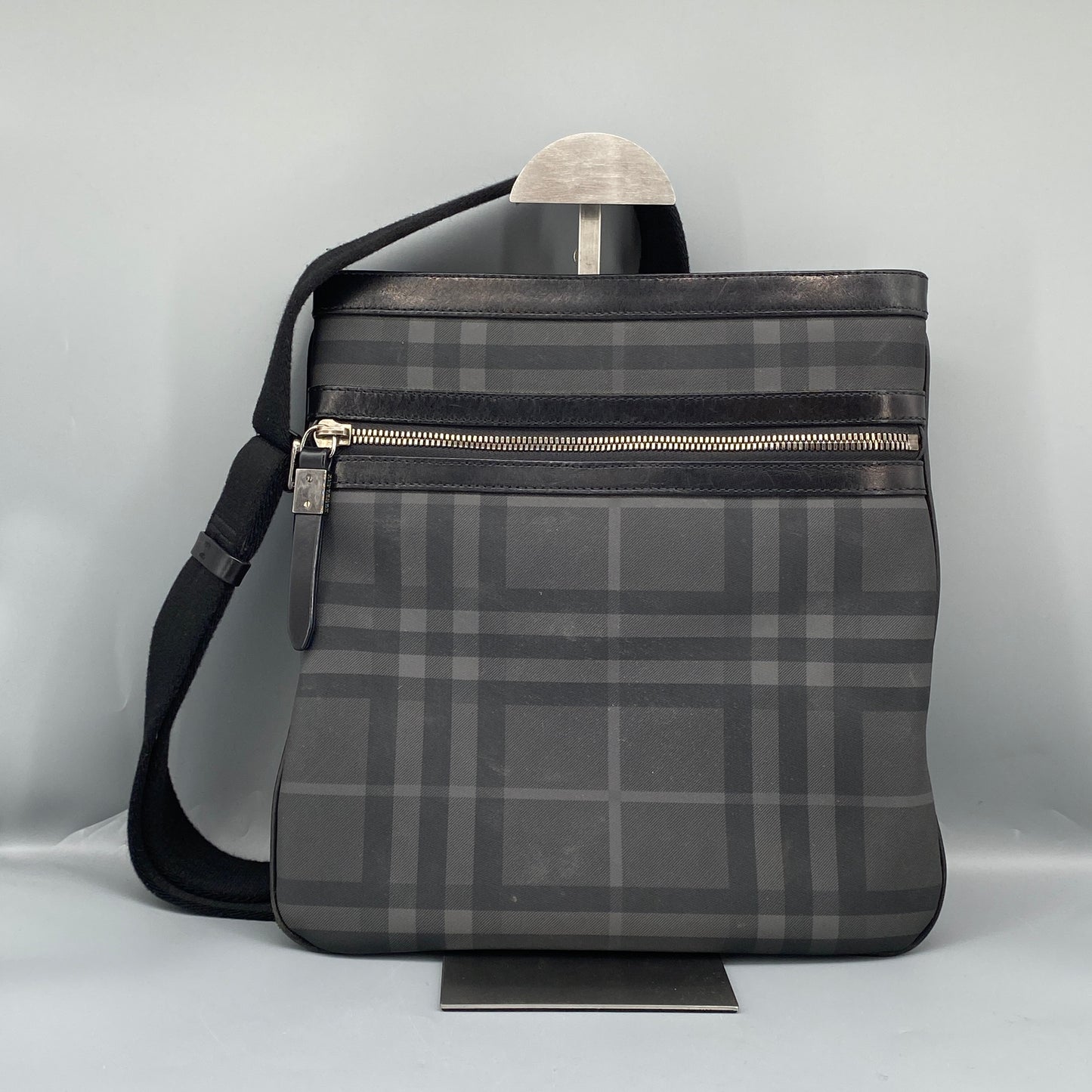 Burberry Black Check Crossbody Messenger Bag