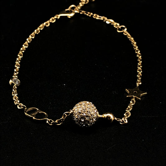 Christian Dior Gold Tone Crystal & Star Charm Bracelet