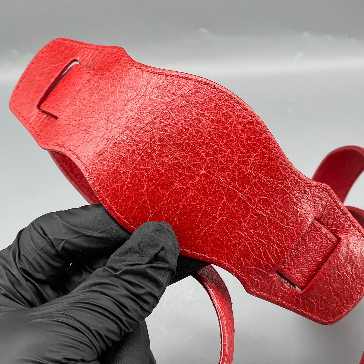 Balenciaga Red Lambskin Mini City Handbag