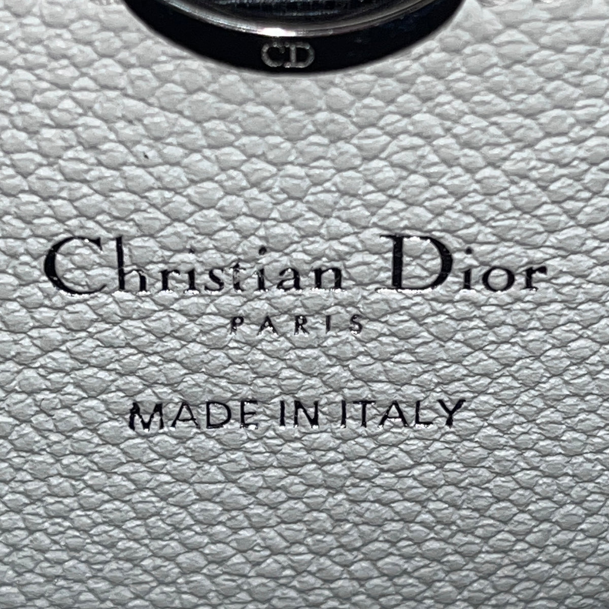 Christian Dior White Grained Calfskin Diorama Clutch Chain Bag