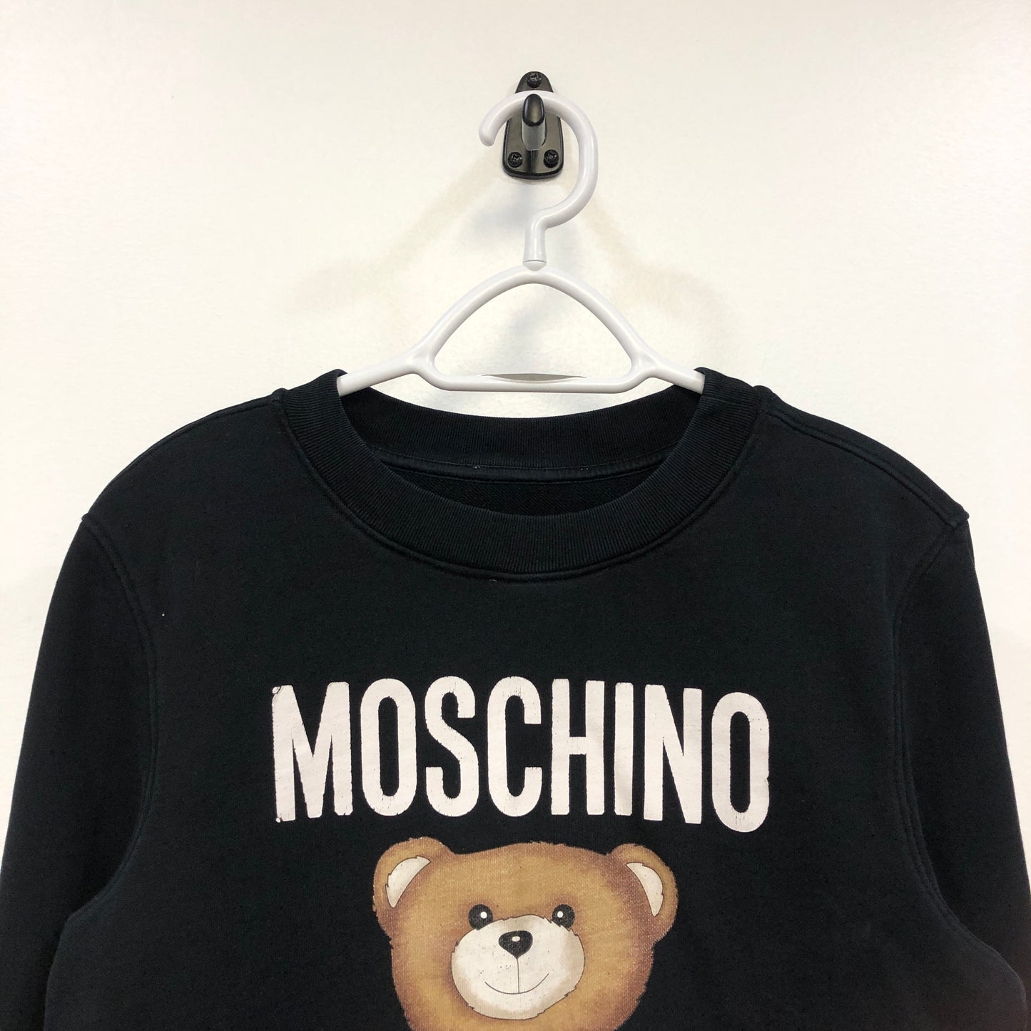 Moschino Black Teddy Bear Print Crew Neck Sweatshirt US 8