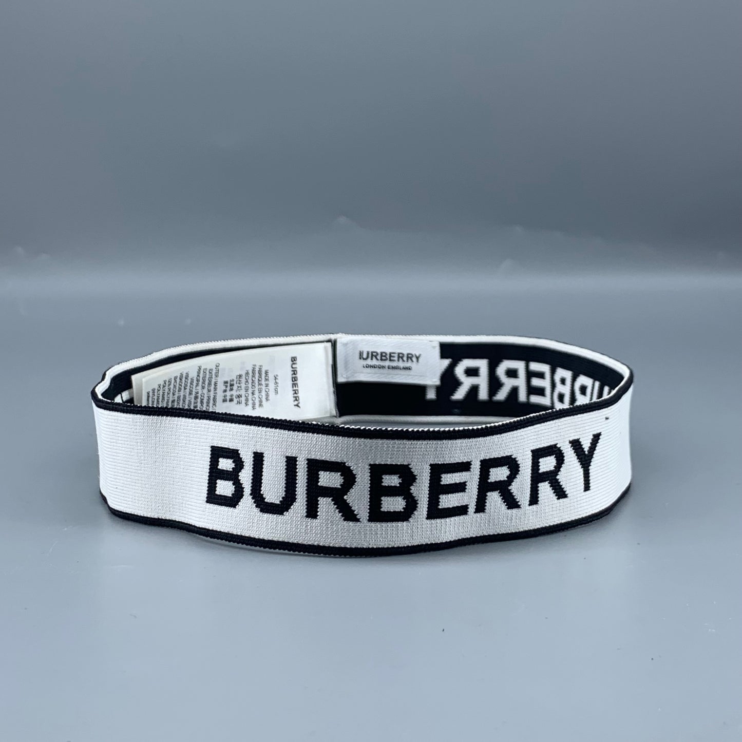 Burberry Logo Elastic Headband Black White
