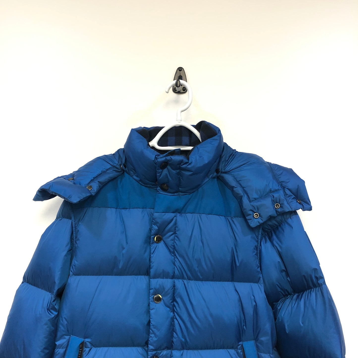Burberry Bright Blue Detachable Hood Quilted Puffer Down Jacket Size S