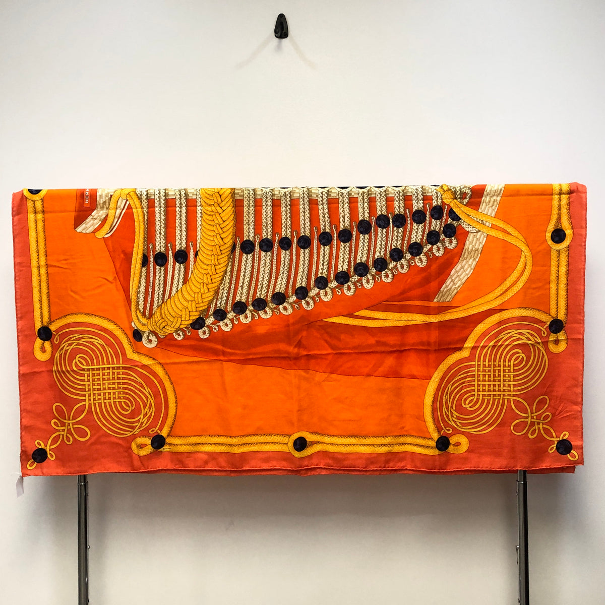 Hermes Orange Silk Cashmere Shawl 136*136 cm