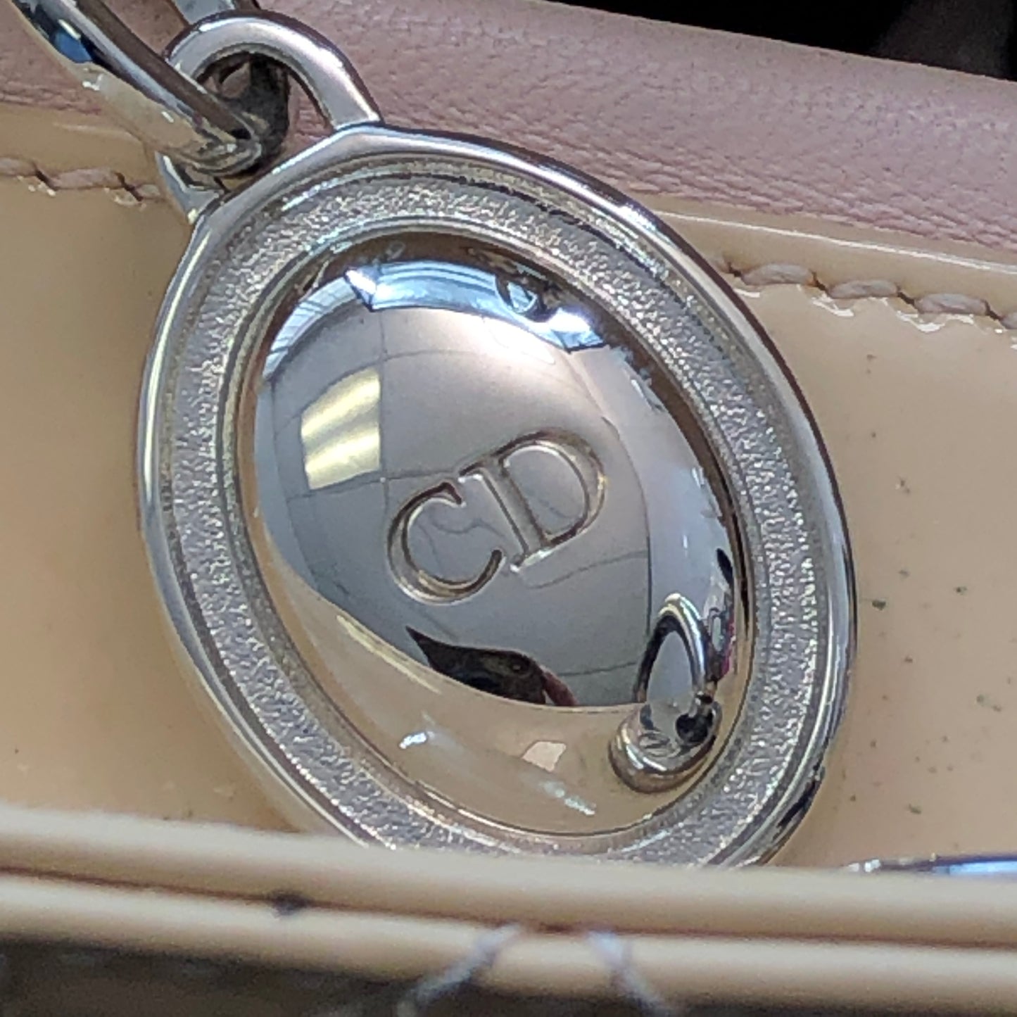Christian Dior Lady Dior Large Cannage Patent Leather Handbag Nude
