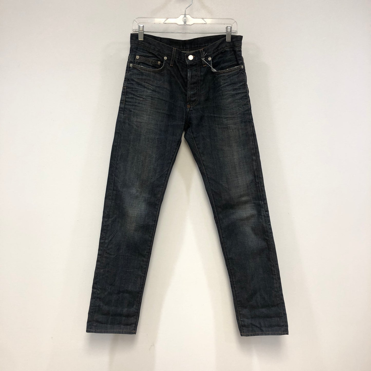 Christian Dior Dark Navy Distressed Straight Leg Denim Jeans Size 30