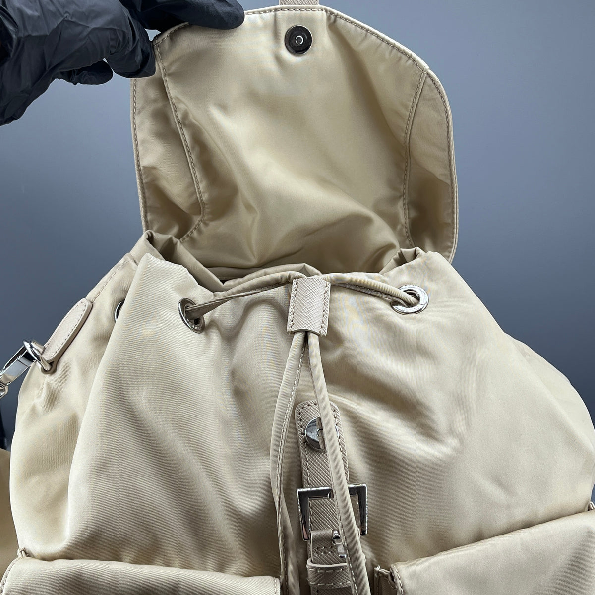 Prada Yellow beige nylon Backpack