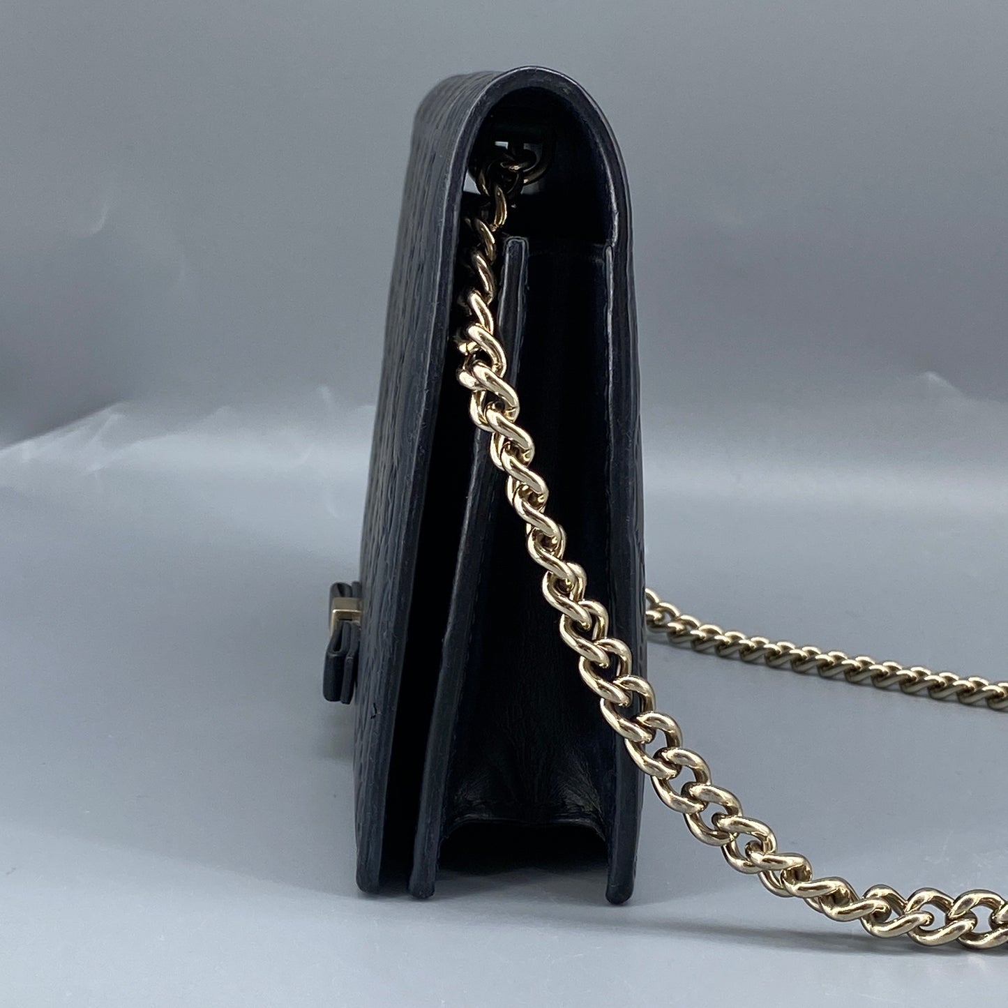 Gucci Black GG Embossed Chain Wallet Bag