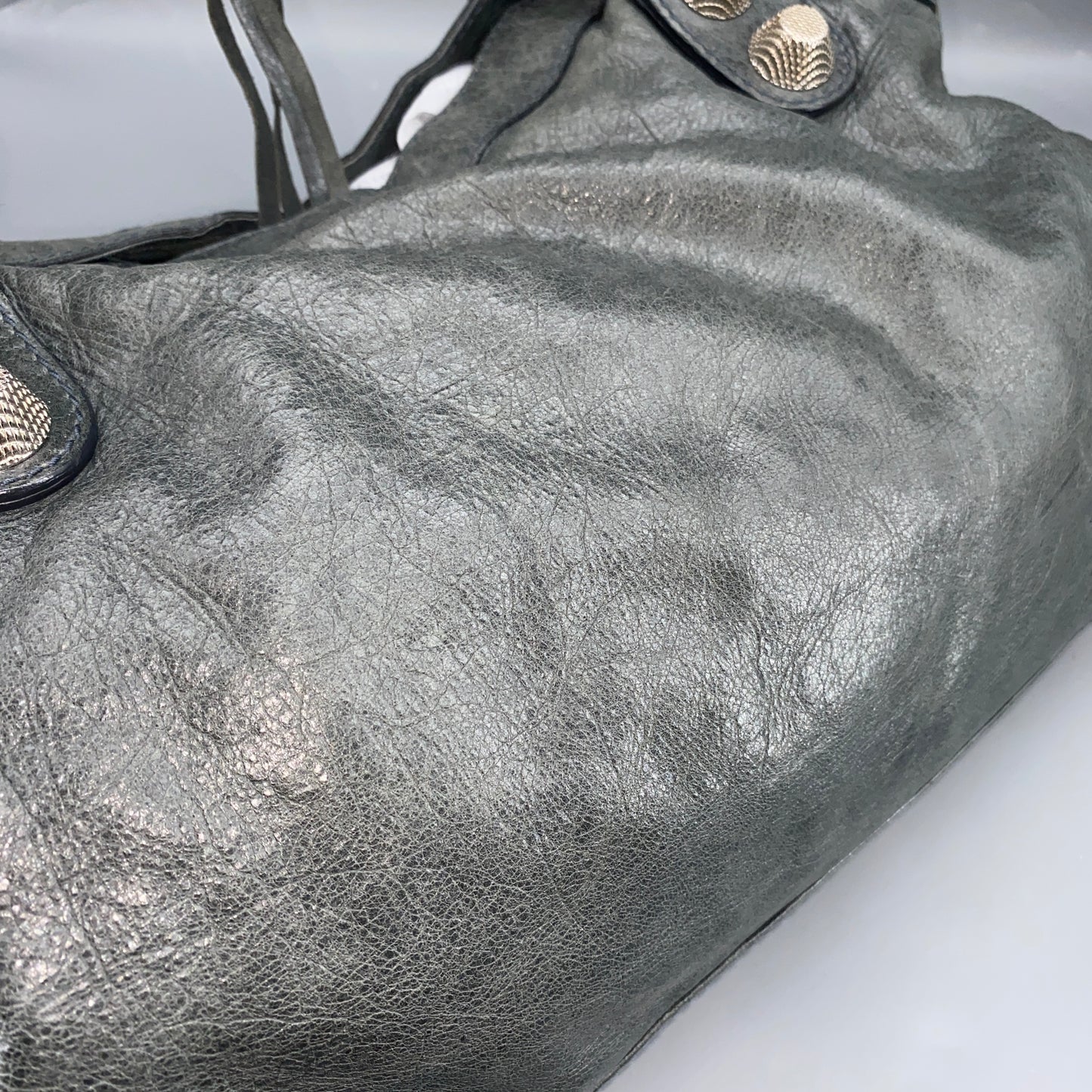 Balenciaga Grey Classic City Handbag Silver‑Tone Metal Hardware