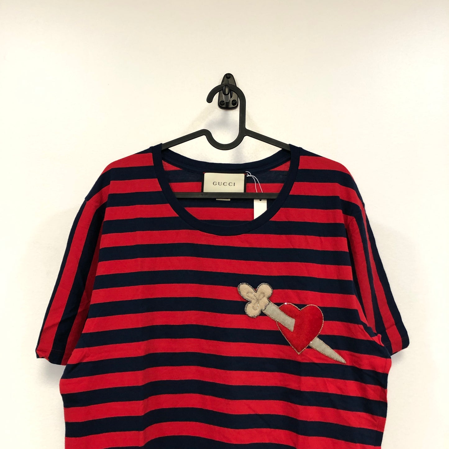 Gucci Navy Blue & Red Striped Short Sleeve T-shirt Size M