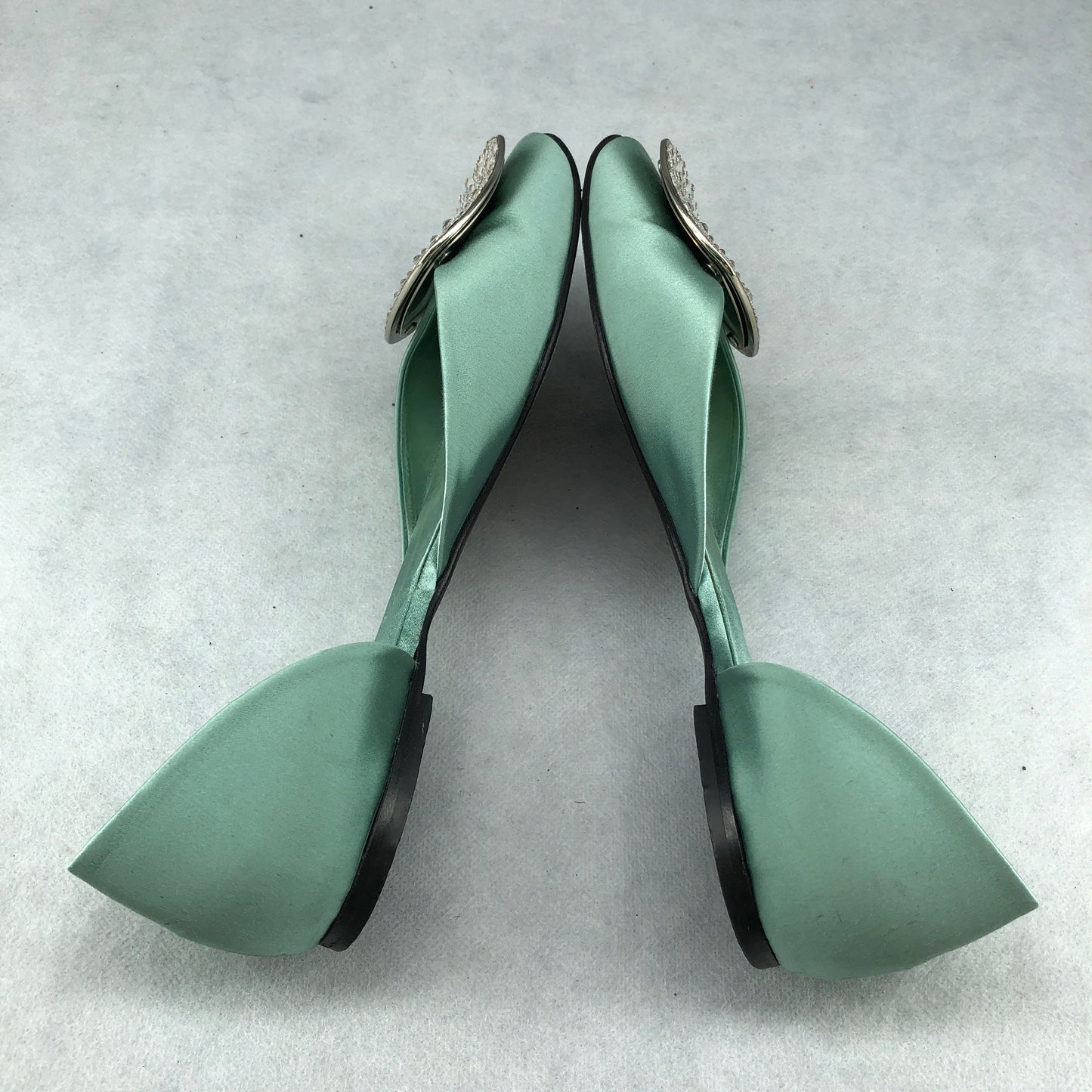 Roger Vivier Satin Buckle Flats Mint Green Women’s Size 36.5