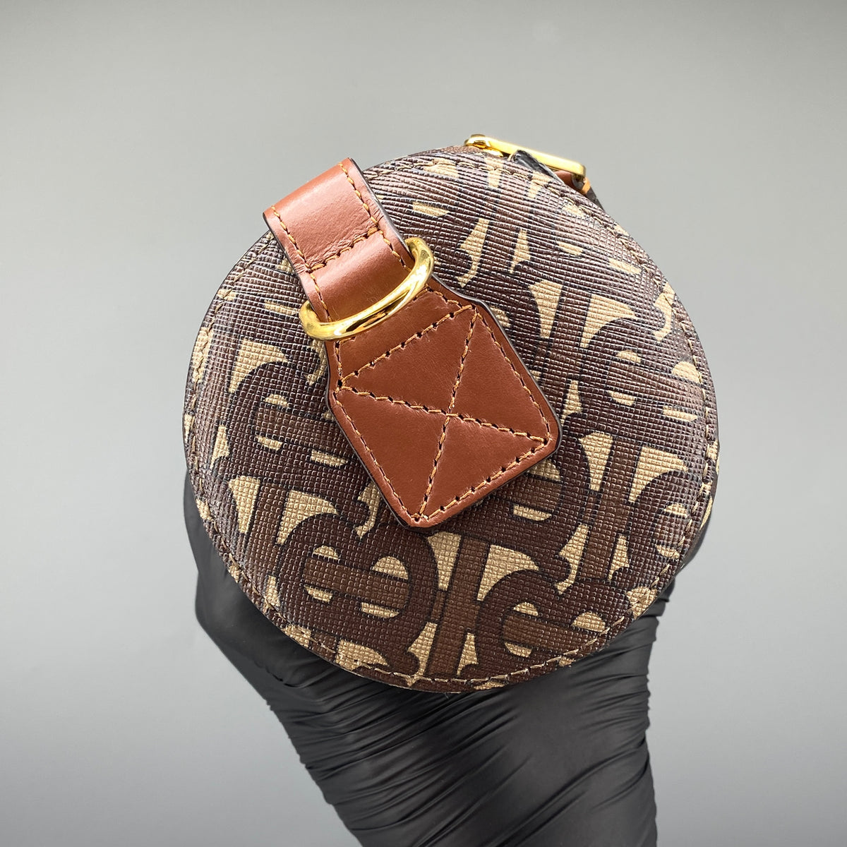 Burberry Brown Monogram Stripe Cylinder Crossbody Bag