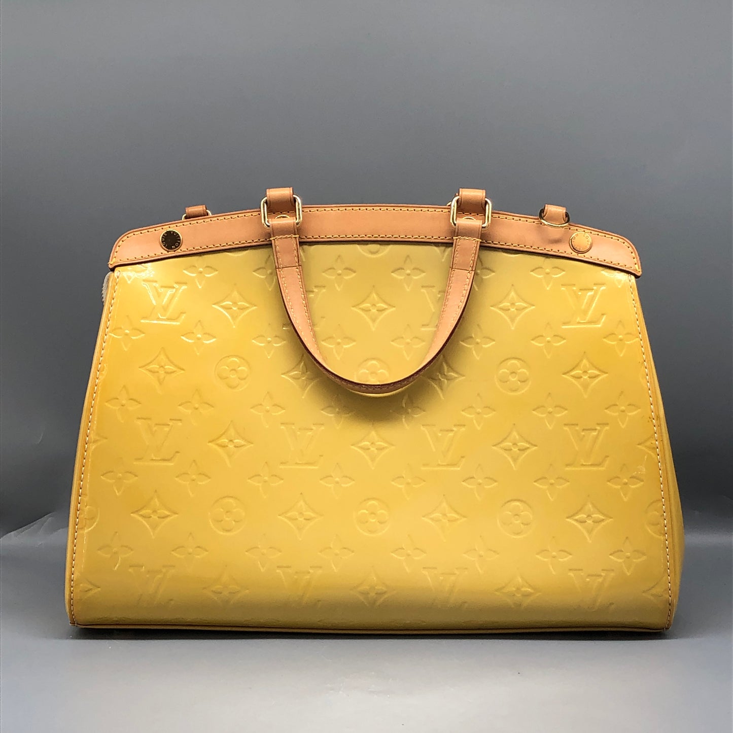 Louis Vuitton Monogram Vernis Brea Patent Leather Yellow Bag