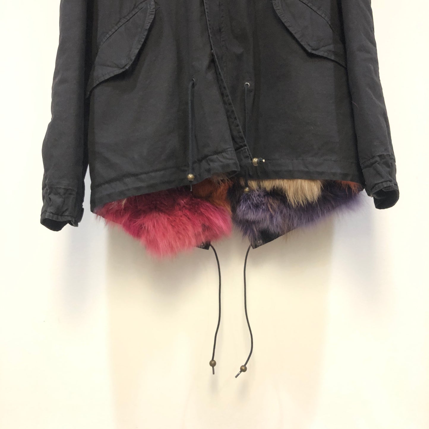 Mr & Mrs Black Fur‑Trim Hooded Parka Jacket Size XS