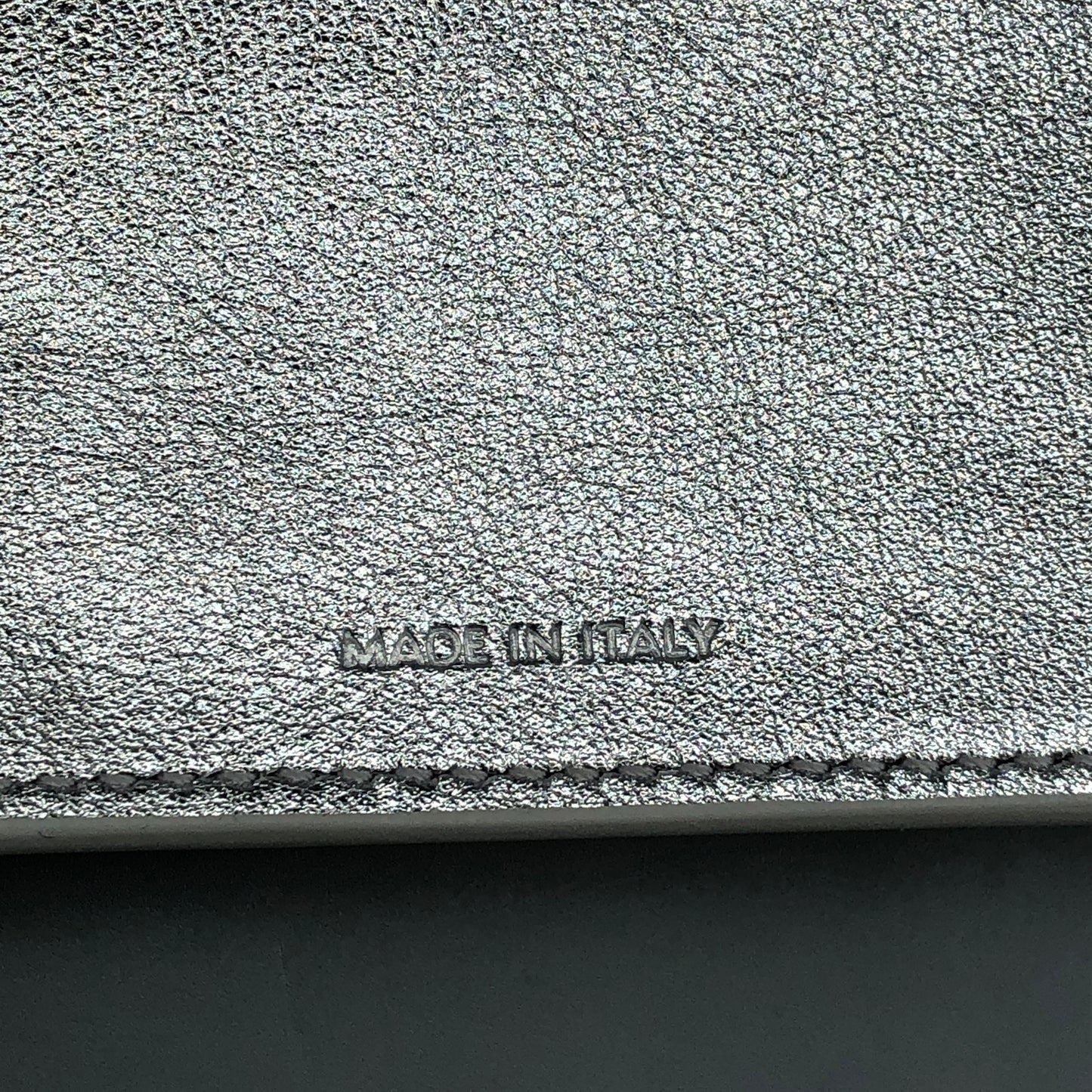 Celine Triomphe Silver Metallic Leather Trifold Wallet