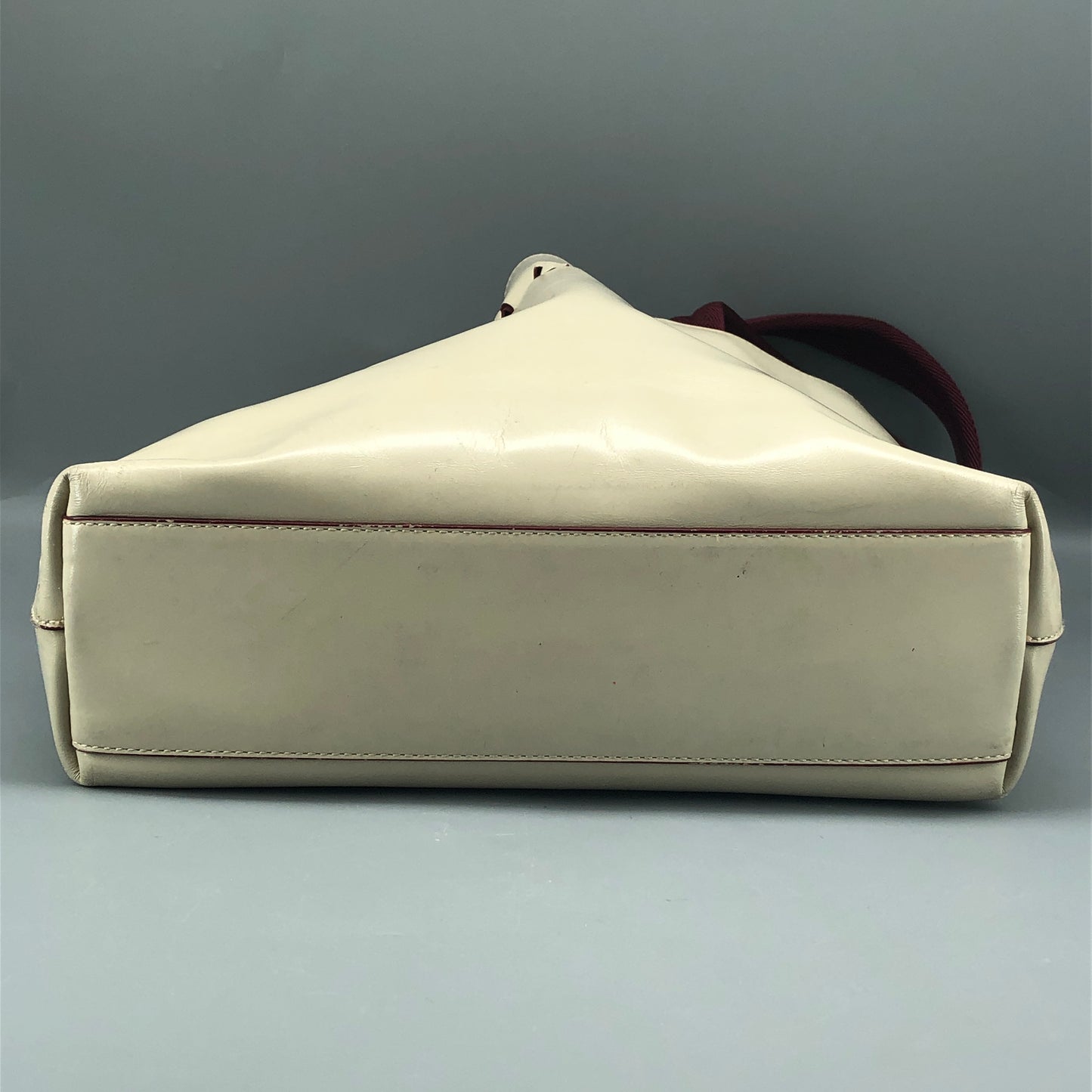 Prada Cream Leather Logo Tote Bag