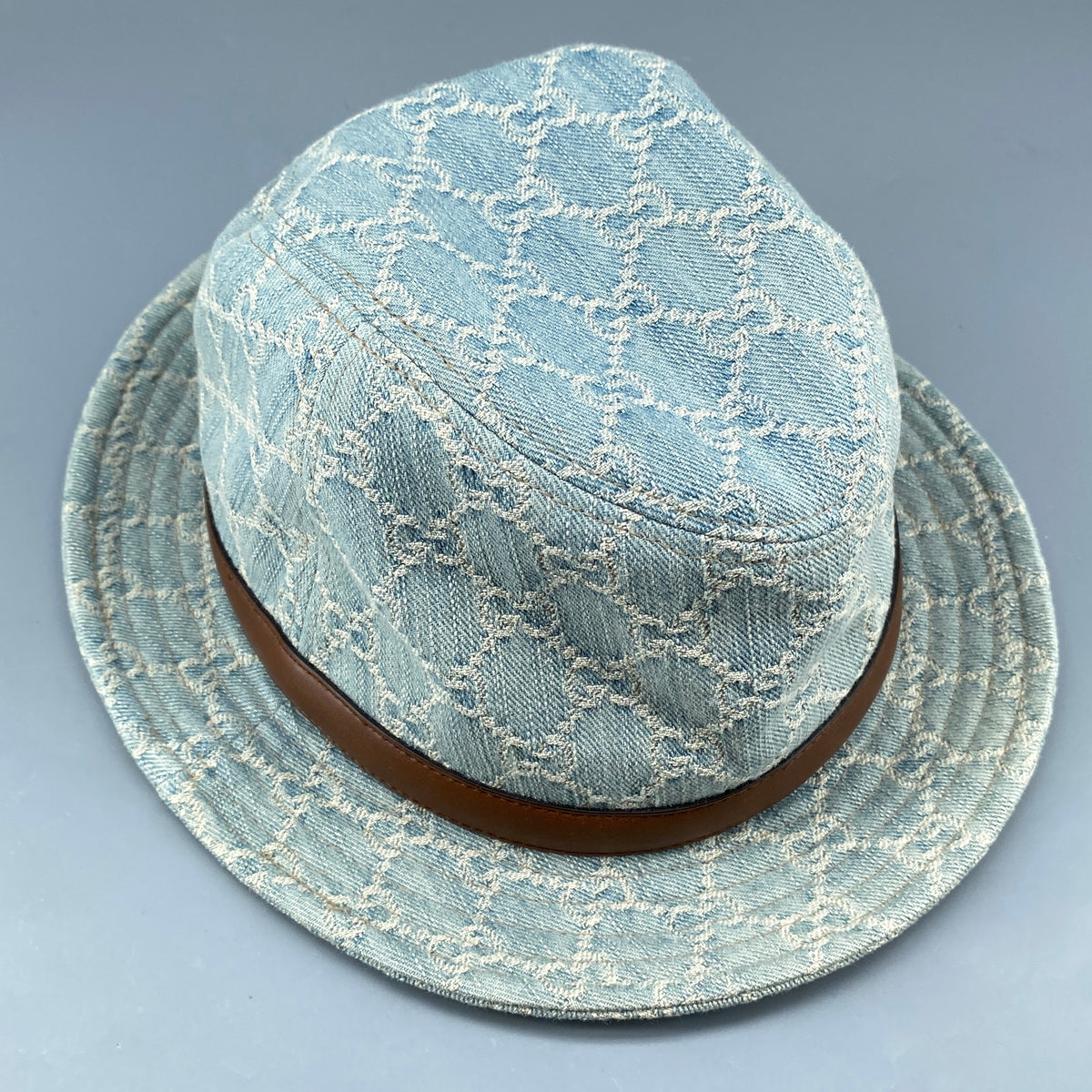 Gucci GG Denim Fedora Hat Size M