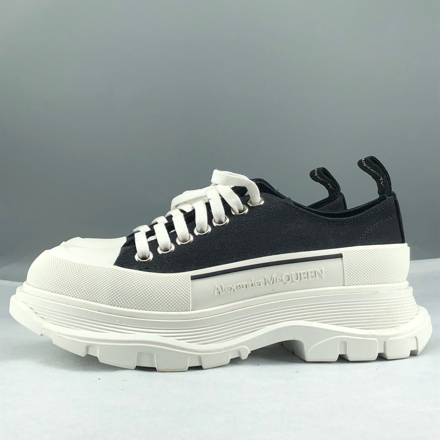 Alexander McQueen Tread Slick Platform Canvas Sneakers Size 37 Black