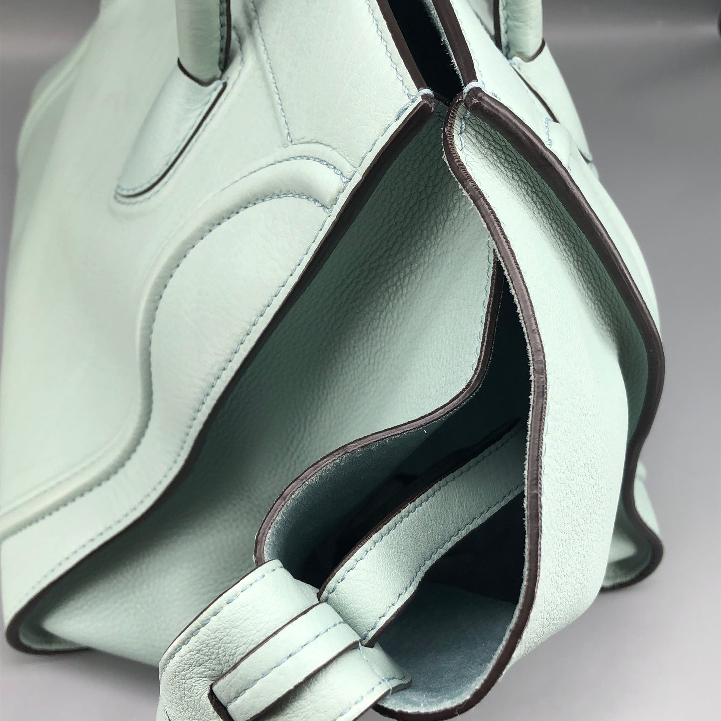 Celine Tiffany Blue Smooth Leather Luggage Handbag
